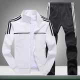 Autumn New Men Tracksuit Casual Solid Striped Zipper Sets Two Pieces Jackets + Pants 2019 Male Sportswear Sporting Suits Outwear