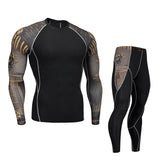 Hot Underwear Men Brand Tracksuit Rash gard Kit Quick drying Men Gym Clothes Man Compression Thermal Underwear Set slim joggers