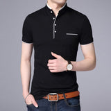 2019 New Fashion Brand Polo Shirt Men's Summer Mandarin Collar Slim Fit Solid Color Button Breathable Polos Casual Men Clothing