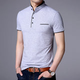 2019 New Fashion Brand Polo Shirt Men's Summer Mandarin Collar Slim Fit Solid Color Button Breathable Polos Casual Men Clothing