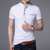 2019 New Fashion Brand Polo Shirt Men's Summer Mandarin Collar Slim Fit Solid Color Button Breathable Polos Casual Men Clothing