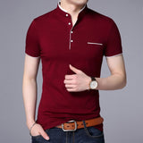 2019 New Fashion Brand Polo Shirt Men's Summer Mandarin Collar Slim Fit Solid Color Button Breathable Polos Casual Men Clothing